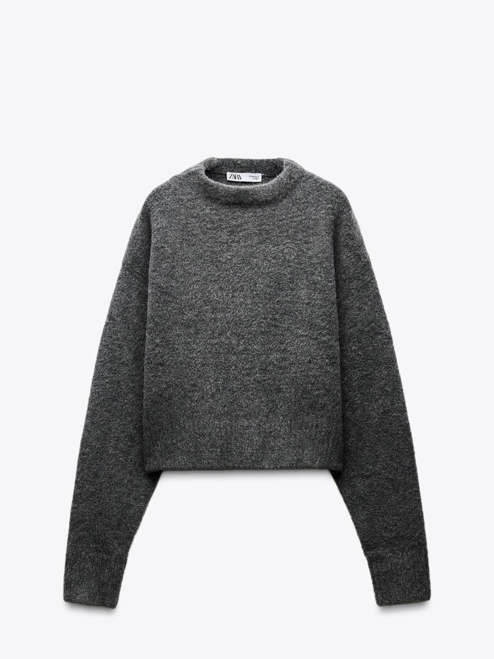 ZARA Charcoal Mock Neck Knit Sweater